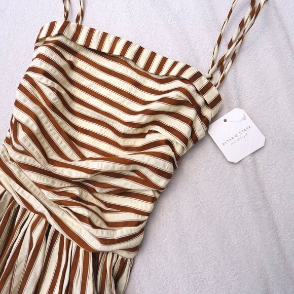 NWT Altar'd State Ivory and brown stripes maxi dress size XS - Picture 3 of 6